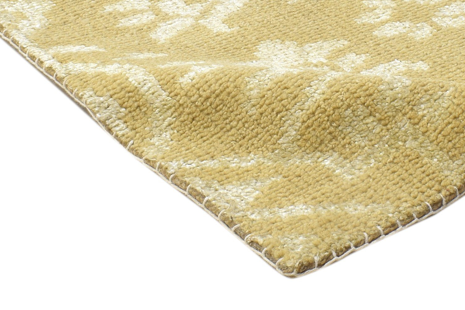 2' X 2' Rug Wool / Silk Beige Modern Hand Knotted Moroccan Trellis Small Carpet 7864124342421