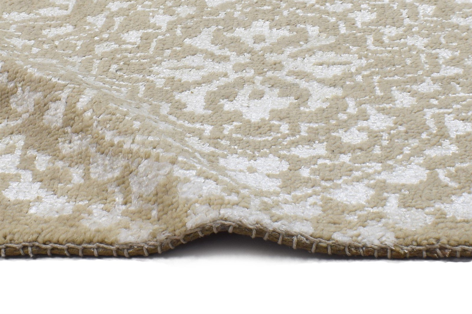 2' X 2' Rug Wool / Silk Brown Modern Hand Knotted Moroccan Floral Small Carpet 7864130896021