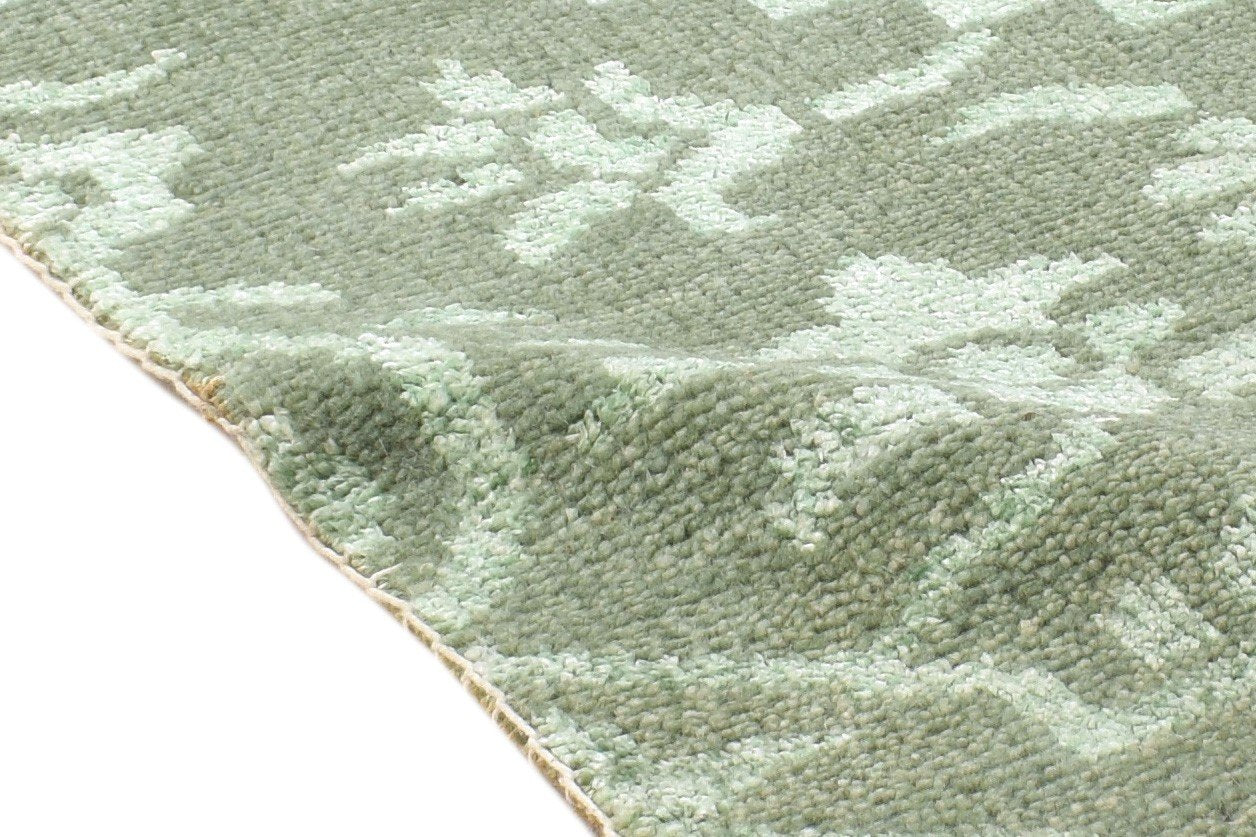 2' X 2' Rug Wool / Silk Green Modern Hand Knotted Moroccan Trellis Small Carpet 7864132010133
