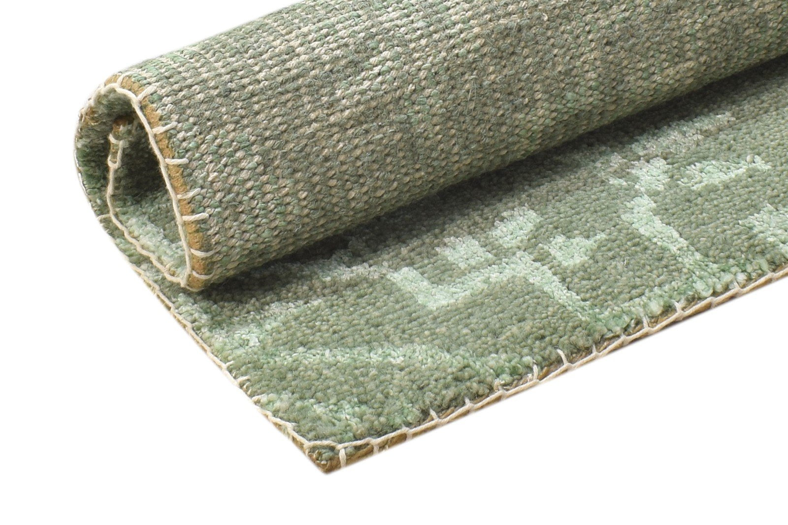 2' X 2' Rug Wool / Silk Green Modern Hand Knotted Moroccan Trellis Small Carpet 7864132010133
