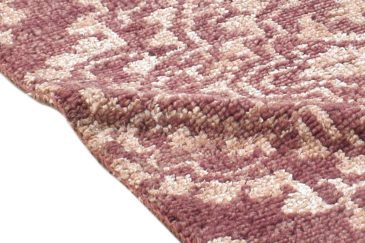 2' X 2' Rug Wool / Silk Red Modern Hand Knotted Moroccan Trellis Small Carpet 7864129421461