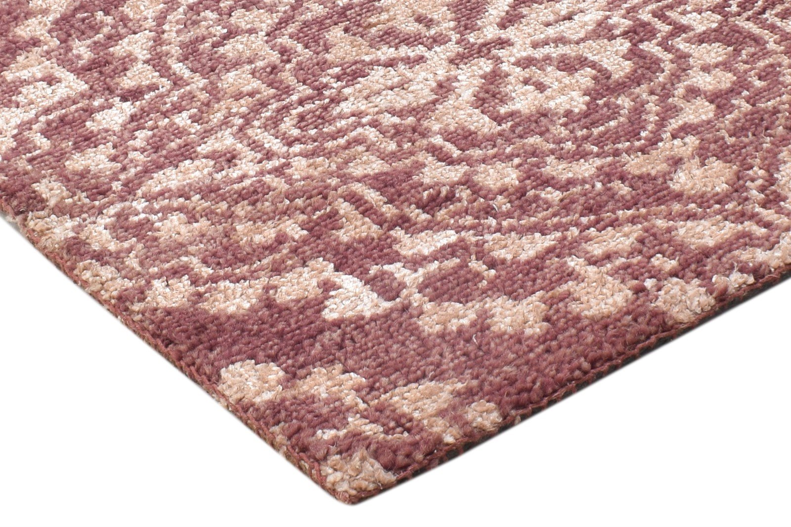 2' X 2' Rug Wool / Silk Red Modern Hand Knotted Moroccan Trellis Small Carpet 7864129421461