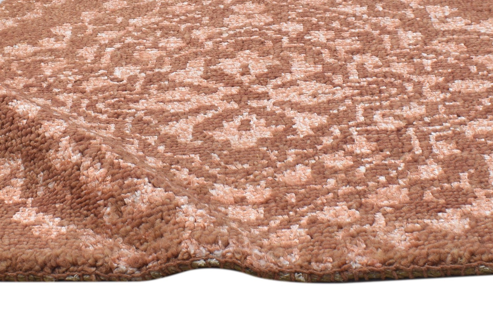2' X 2' Rug Wool / Silk Rust Modern Hand Knotted Moroccan Trellis Small Carpet 7864124244117