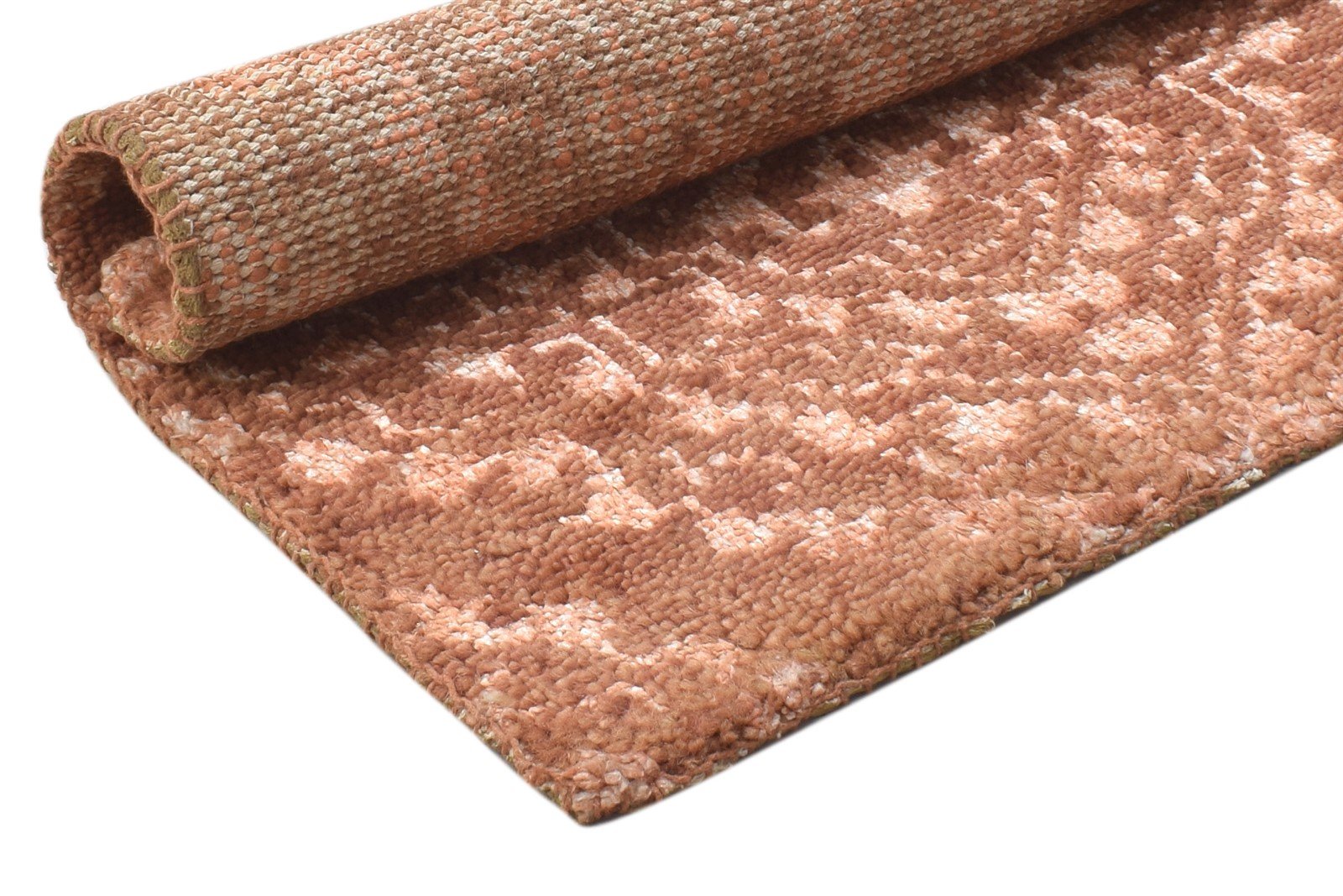 2' X 2' Rug Wool / Silk Rust Modern Hand Knotted Moroccan Trellis Small Carpet 7864124244117
