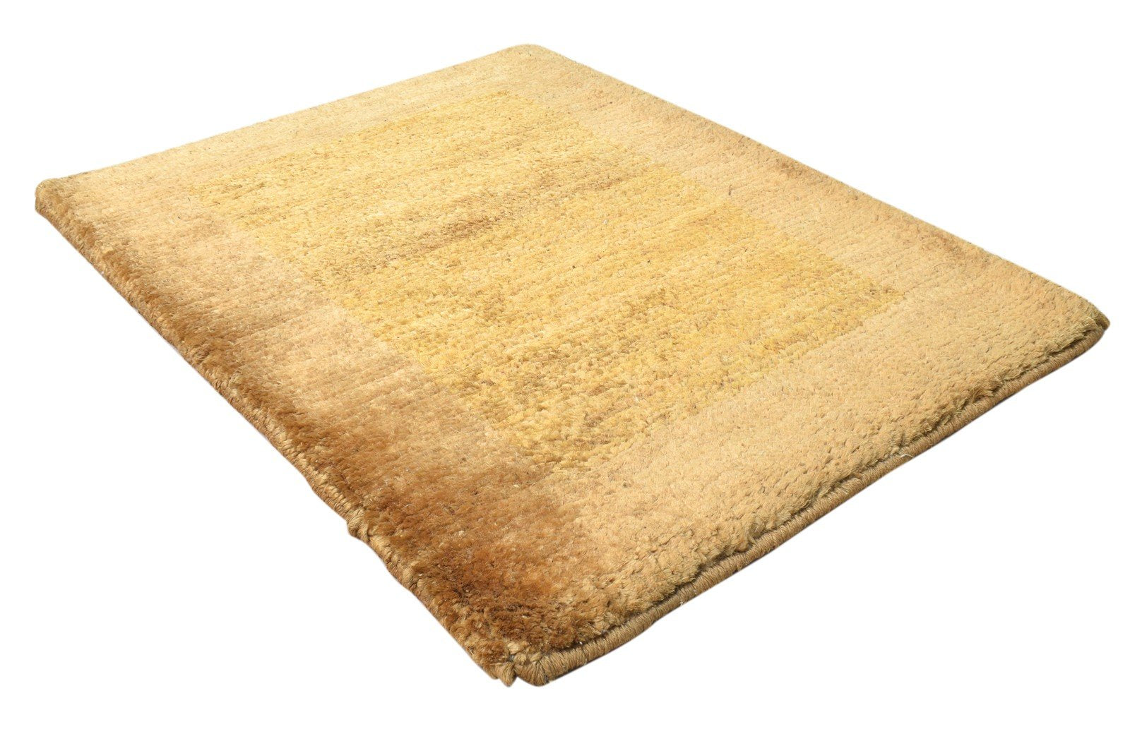 2' X 3' Rug Jute Gold Modern Hand Knotted Scandinavian Solid Small Carpet 7864100389013