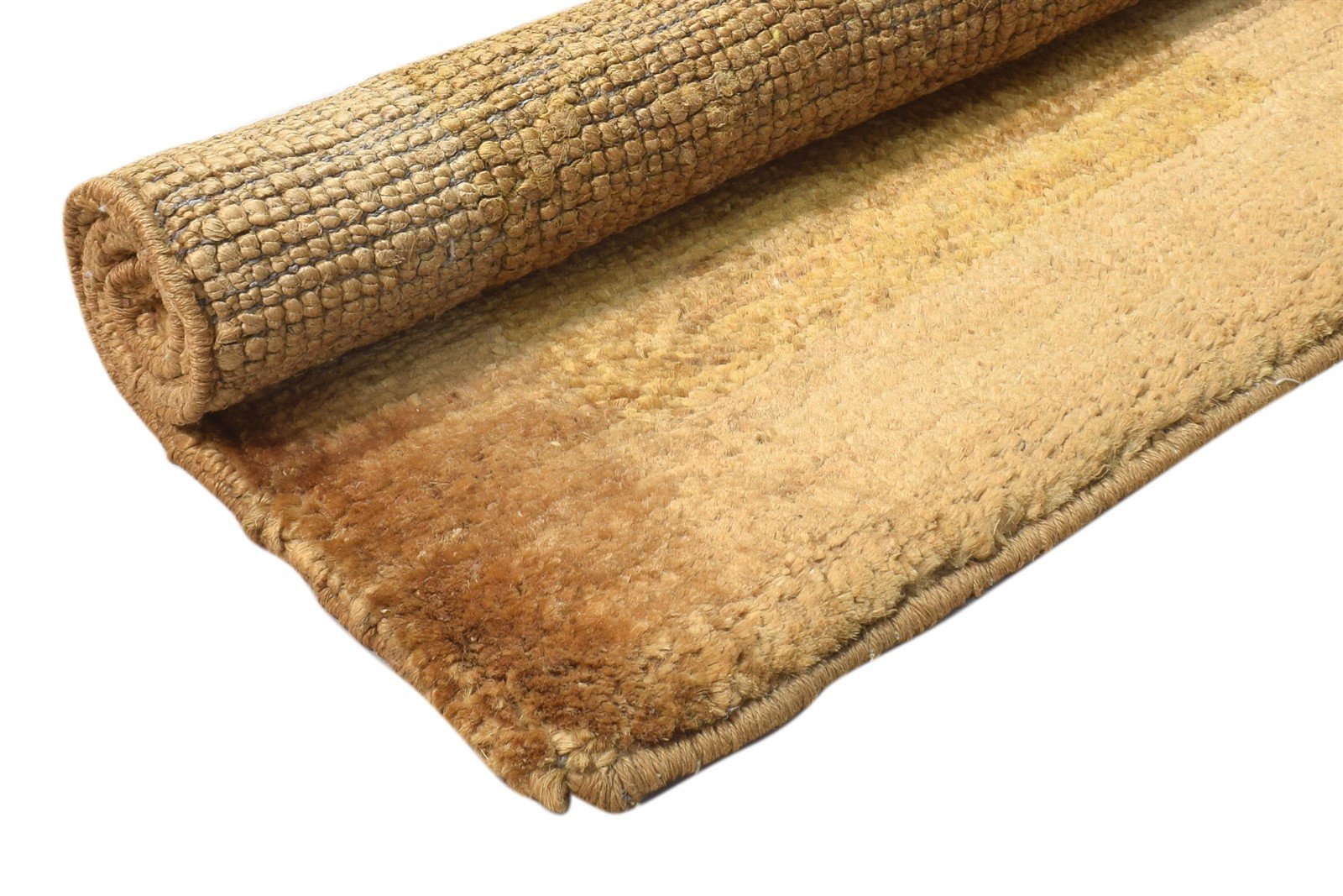 2' X 3' Rug Jute Gold Modern Hand Knotted Scandinavian Solid Small Carpet 7864100389013
