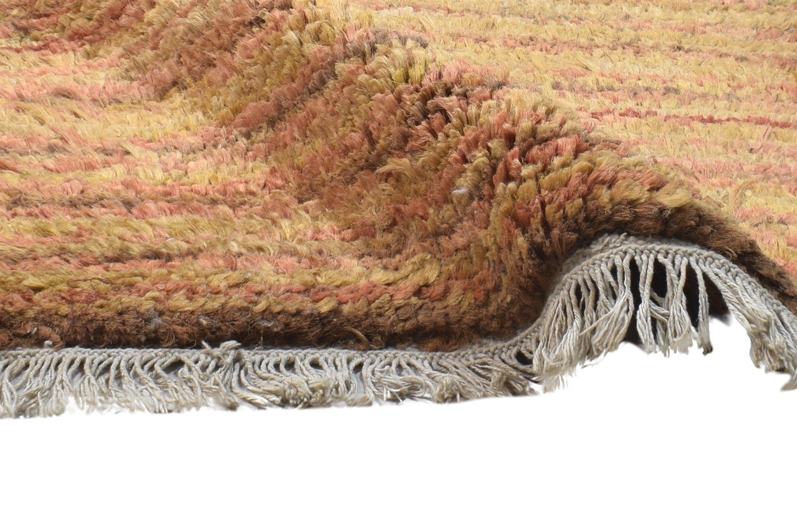 2' X 3' Rug Jute Gold Modern Hand Knotted Scandinavian Striped Small Carpet 7864100651157