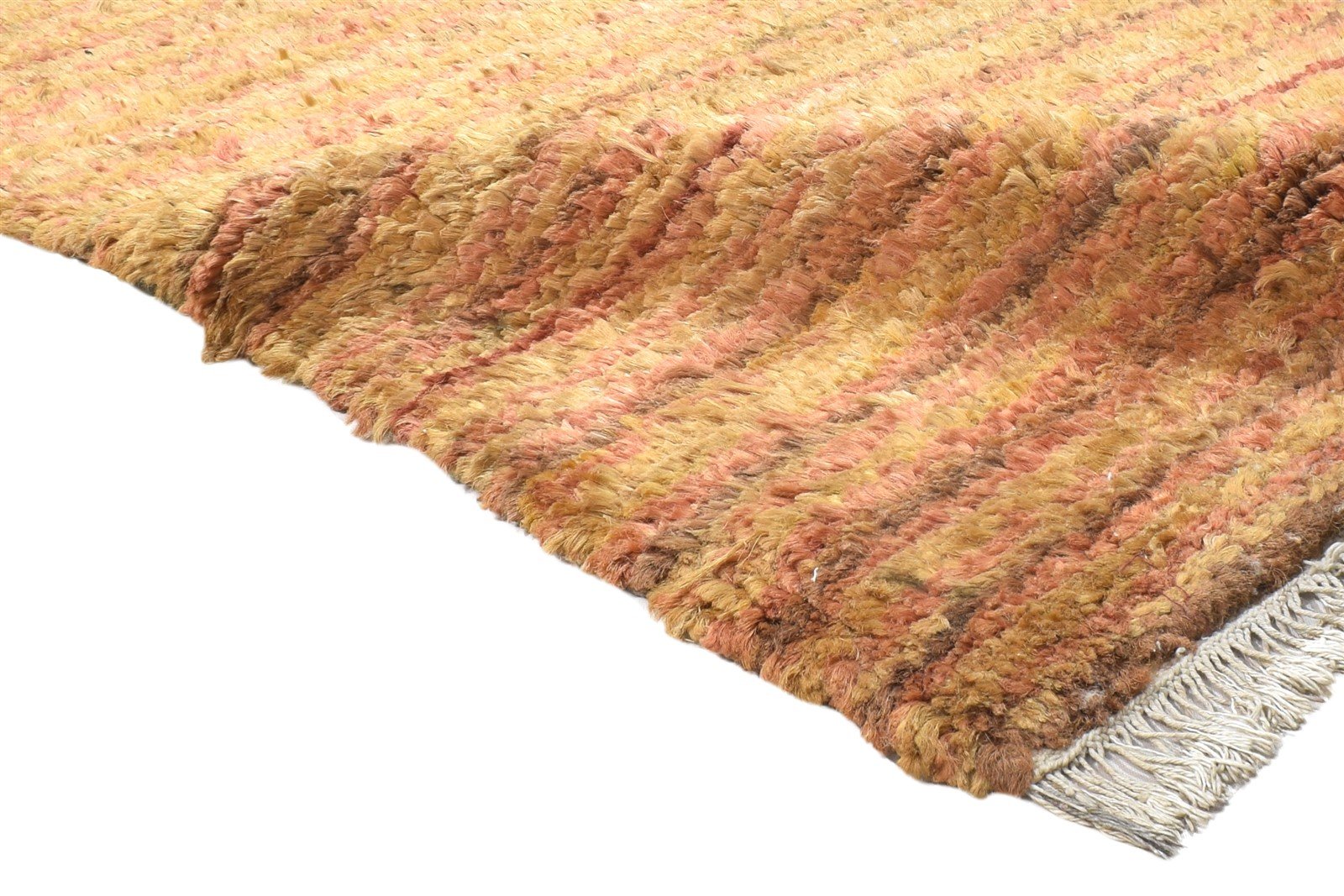 2' X 3' Rug Jute Gold Modern Hand Knotted Scandinavian Striped Small Carpet 7864100651157