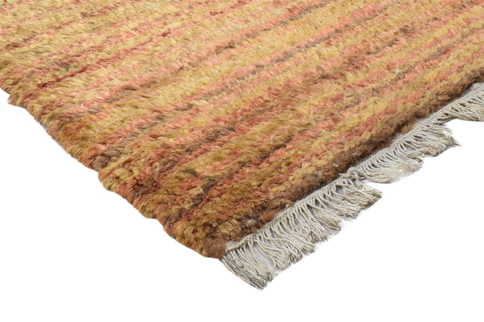 2' X 3' Rug Jute Gold Modern Hand Knotted Scandinavian Striped Small Carpet 7864100651157