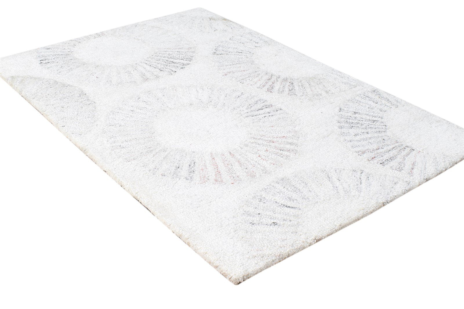 2' X 3' Rug Pet Yarn Grey Modern Hand Tufted Indian Circles Small Carpet 7865133432981