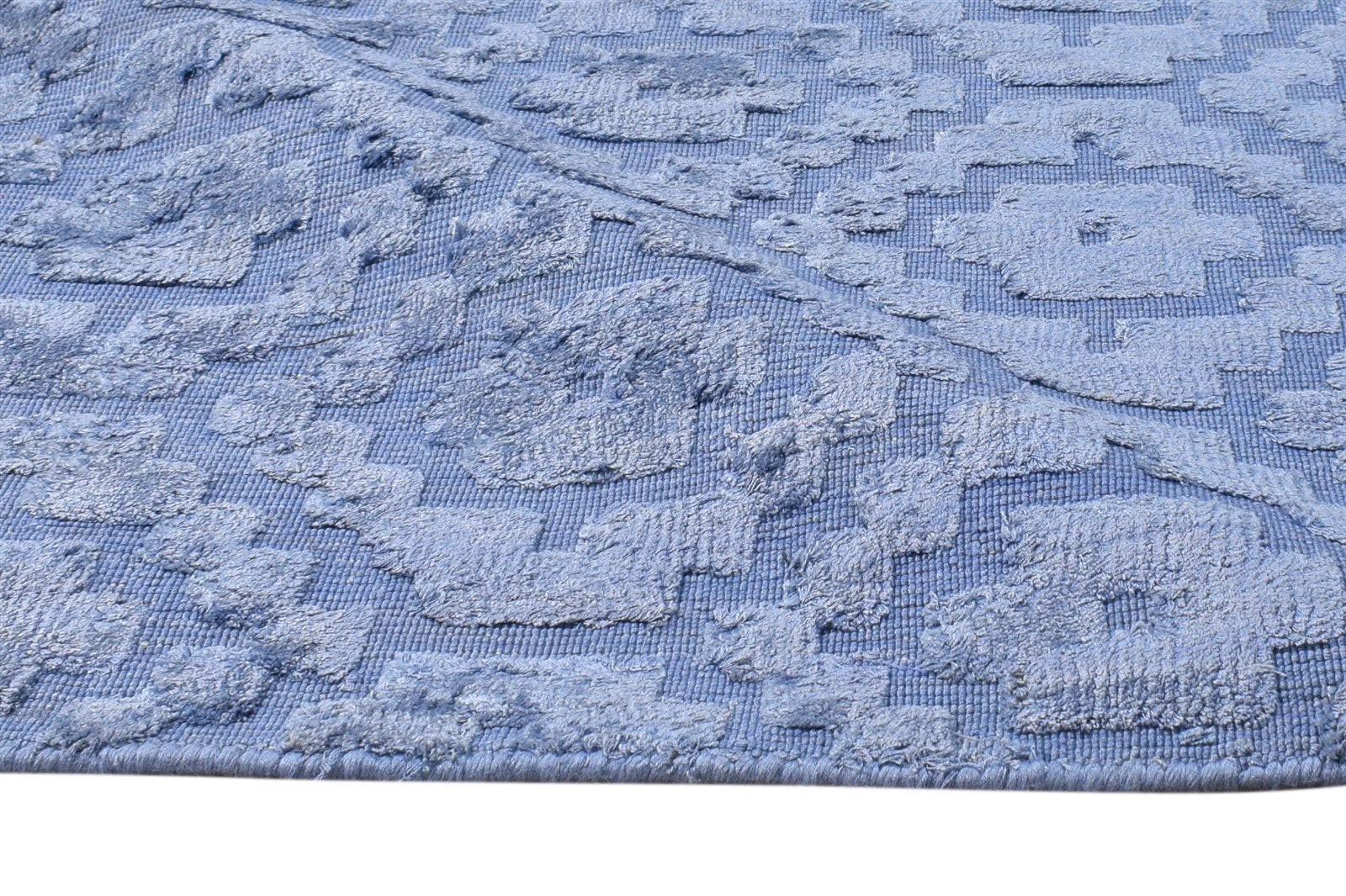 2' X 3' Rug Silk Blue Modern Handloom Scandinavian Nordic Small Carpet 7865132941461