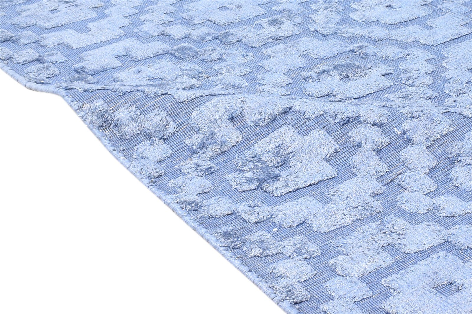 2' X 3' Rug Silk Blue Modern Handloom Scandinavian Nordic Small Carpet 7865132941461