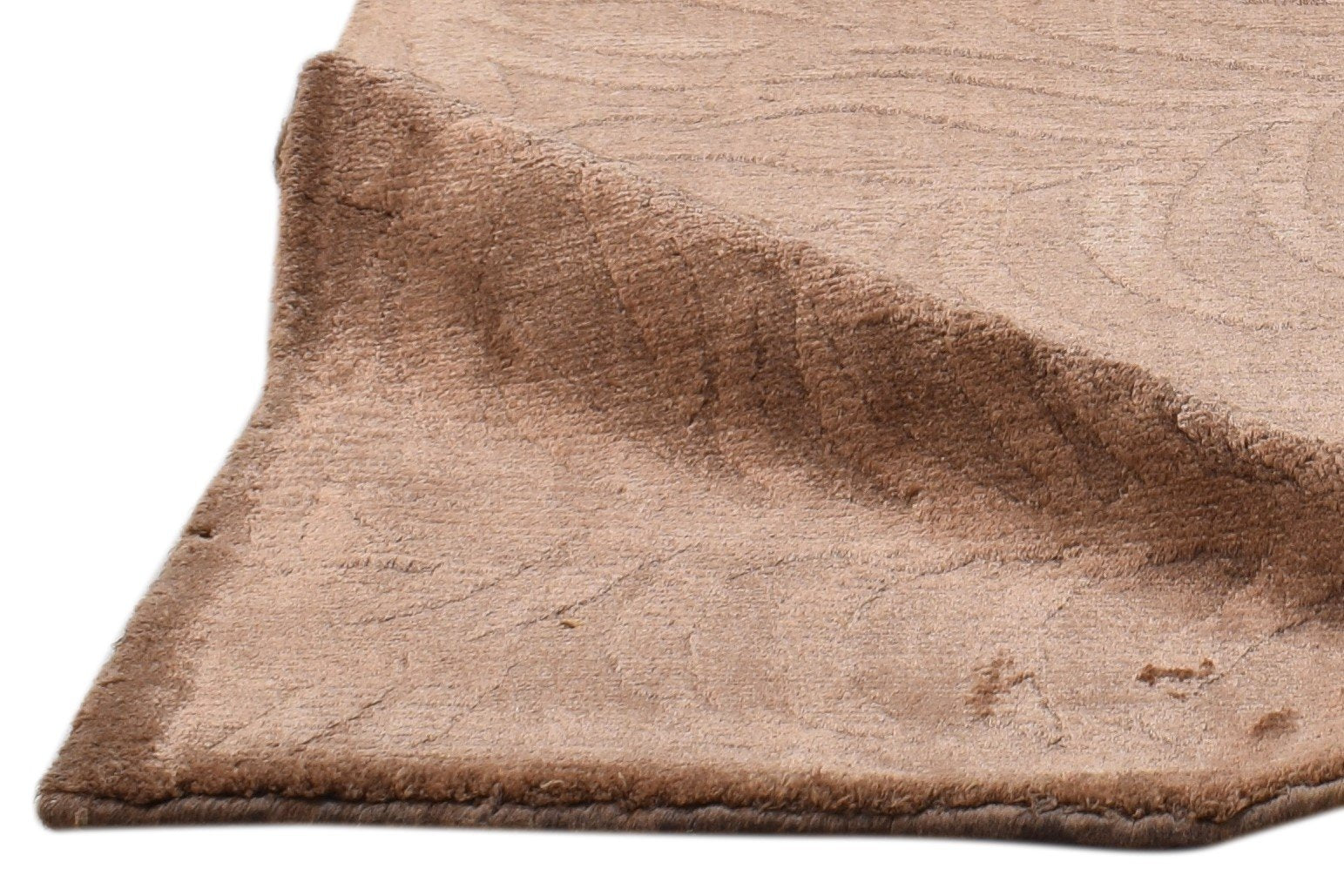 2' X 3' Rug Silk Brown Modern Handloom French Floral Small Carpet 7860698054805
