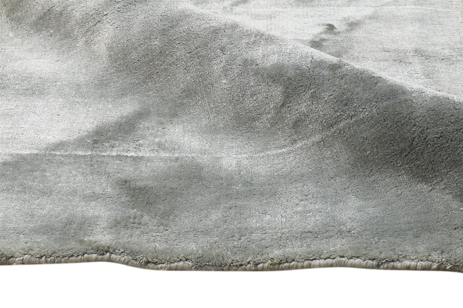 2' X 3' Rug Silk Grey Modern Hand Woven Scandinavian Solid Small Carpet 7865141821589