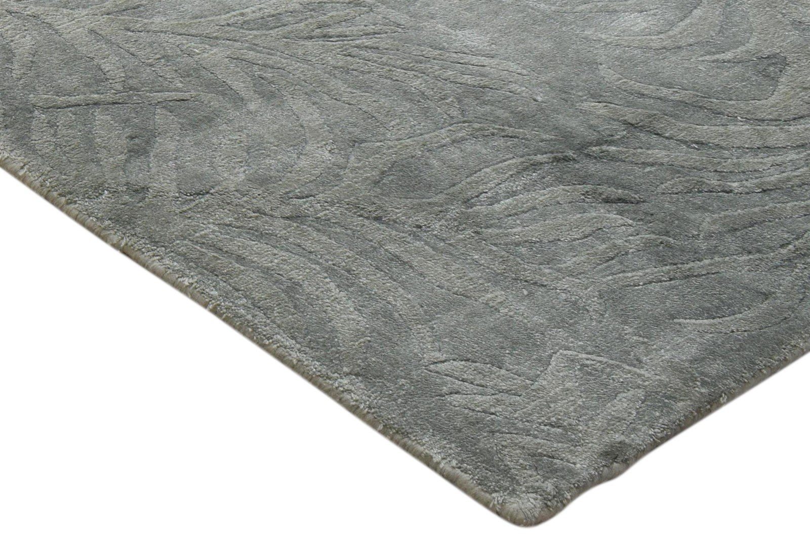 2' X 3' Rug Silk Grey Modern Handloom French Floral Small Carpet 7860698284181