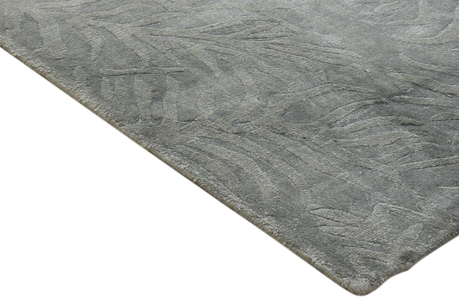 2' X 3' Rug Silk Grey Modern Handloom French Floral Small Carpet 7860698284181