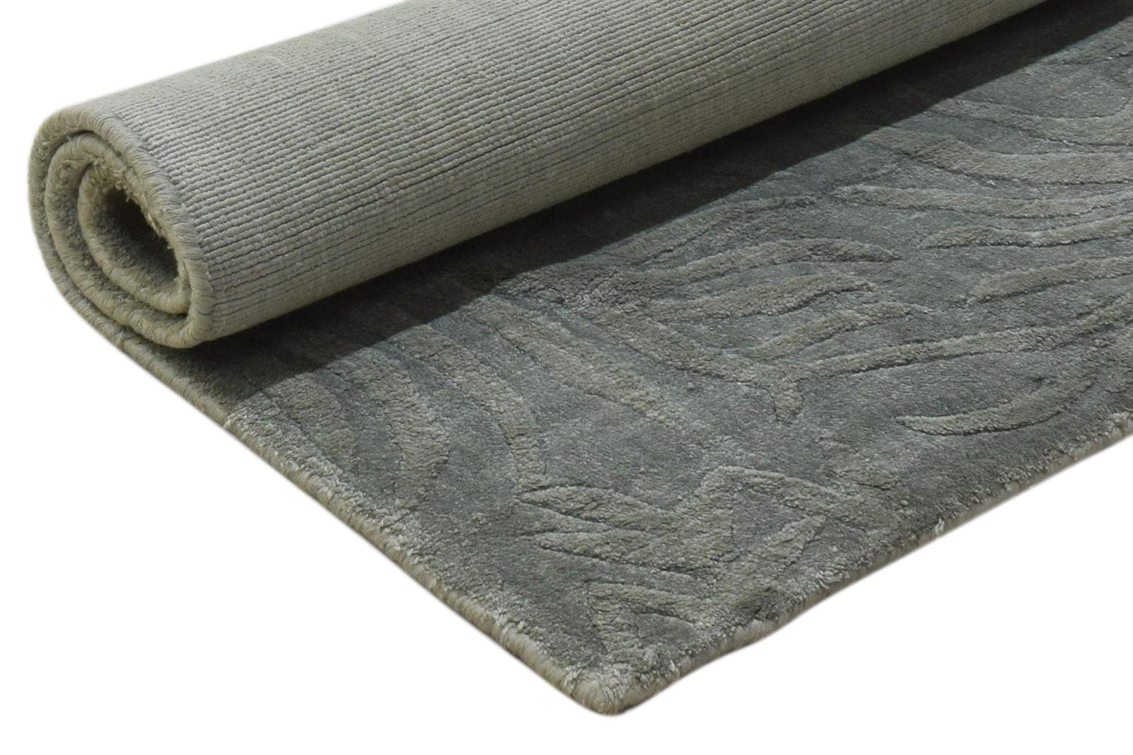 2' X 3' Rug Silk Grey Modern Handloom French Floral Small Carpet 7860698284181