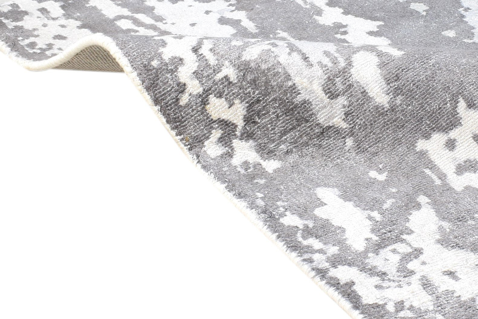 2' X 3' Rug Silk Grey Modern Handloom Scandinavian Abstract Small Carpet 7865138380949