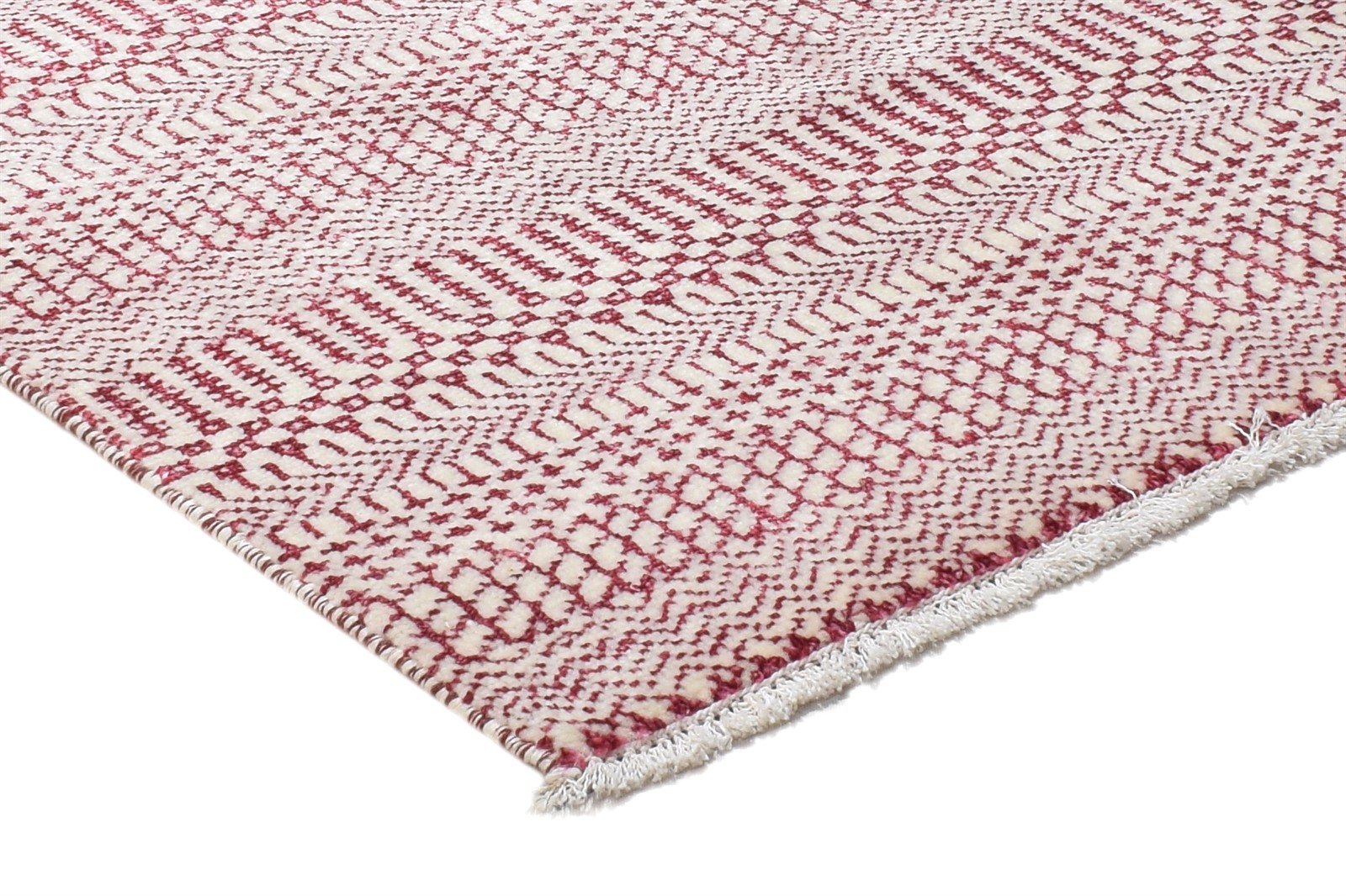 2' X 3' Rug Silk Red Modern Hand Knotted Scandinavian Grass Trellis Small Carpet 7864216584341