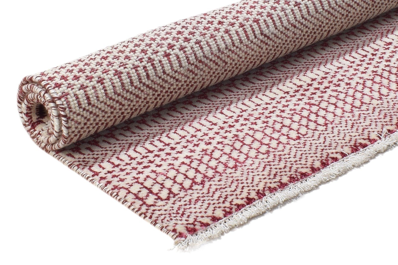 2' X 3' Rug Silk Red Modern Hand Knotted Scandinavian Grass Trellis Small Carpet 7864216584341