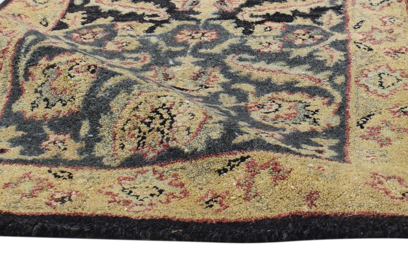 2' X 3' Rug Wool Black Persian Hand Tufted Kashan Oriental Small Carpet 7864172282005