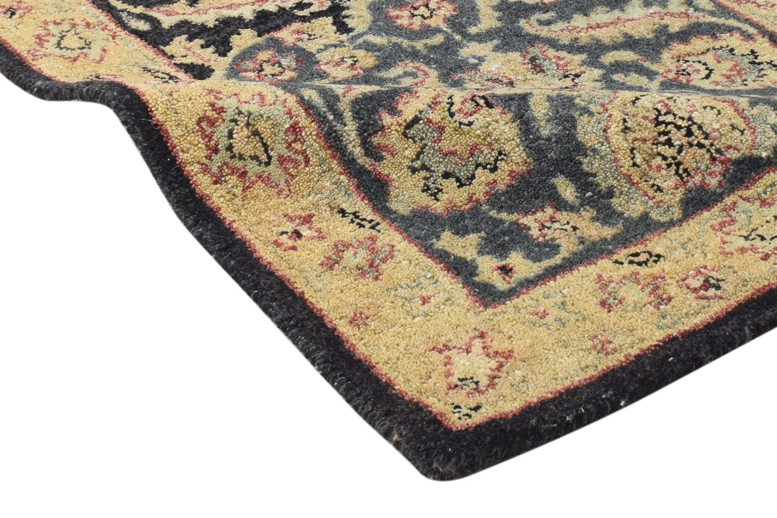 2' X 3' Rug Wool Black Persian Hand Tufted Kashan Oriental Small Carpet 7864172282005