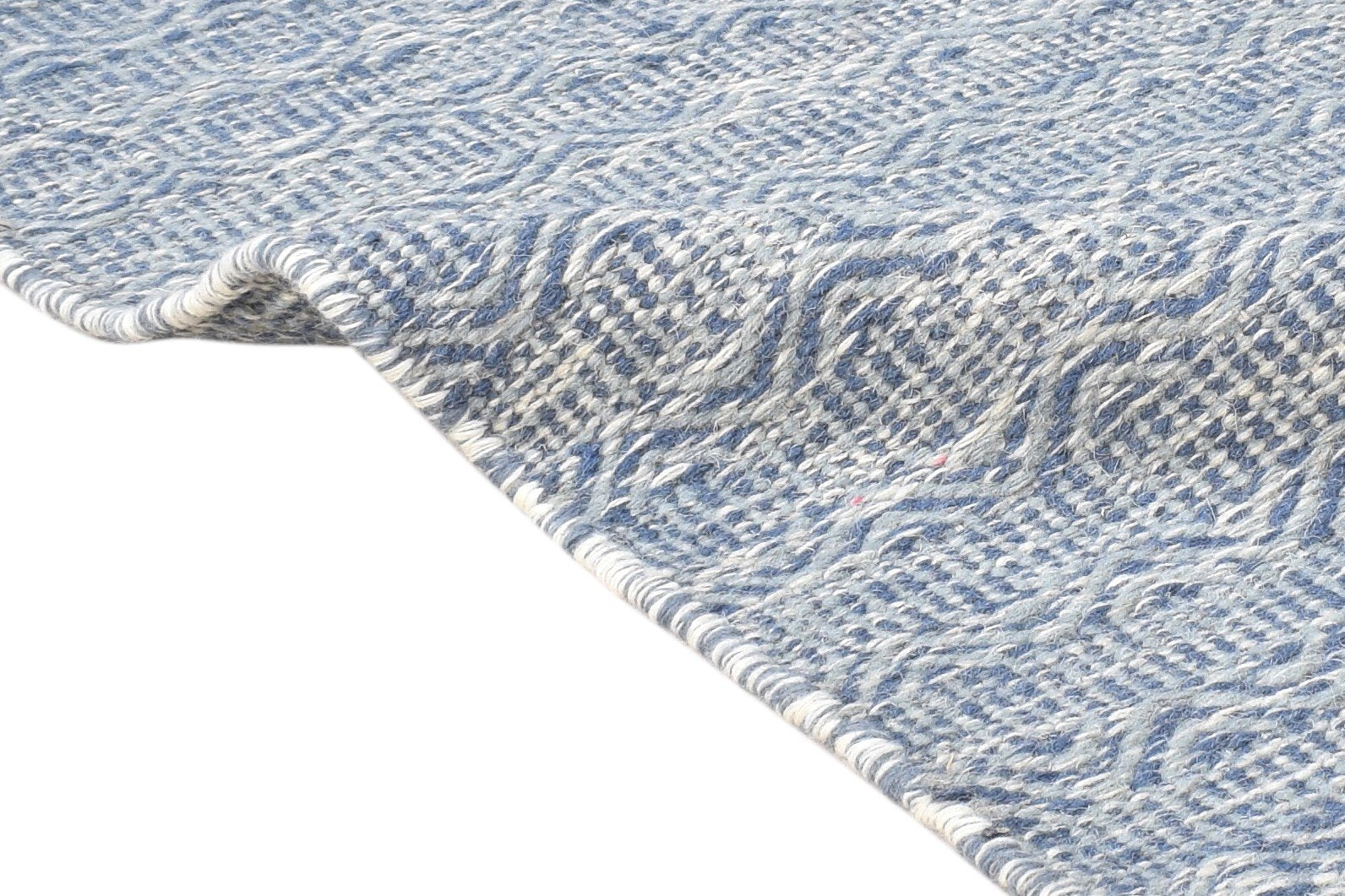 2' X 3' Rug Wool Blue Modern Dhurrie Scandinavian Nordic Small Carpet 7865012551829