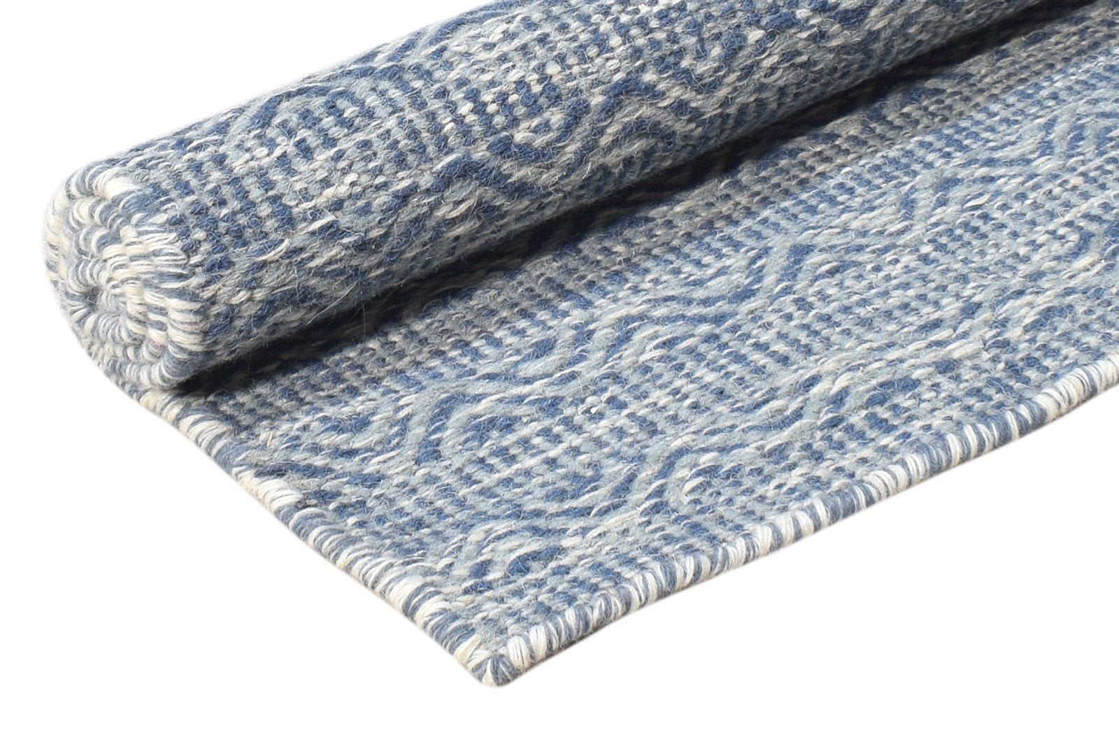 2' X 3' Rug Wool Blue Modern Dhurrie Scandinavian Nordic Small Carpet 7865012551829