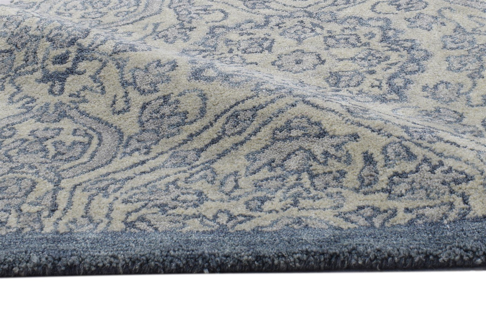 2' X 3' Rug Wool Blue Modern Hand Tufted Moroccan Trellis Small Carpet 7864136859797