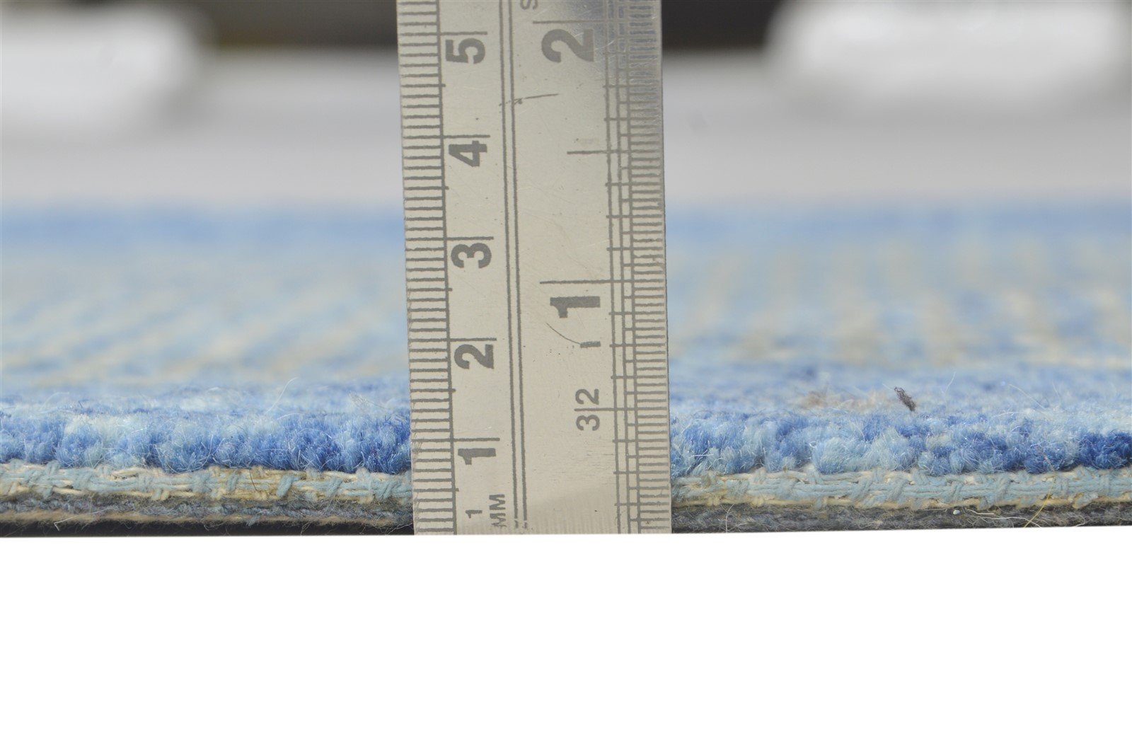 2' X 3' Rug Wool Blue Modern Hand Tufted Scandinavian Bordered Small Carpet 7864135745685