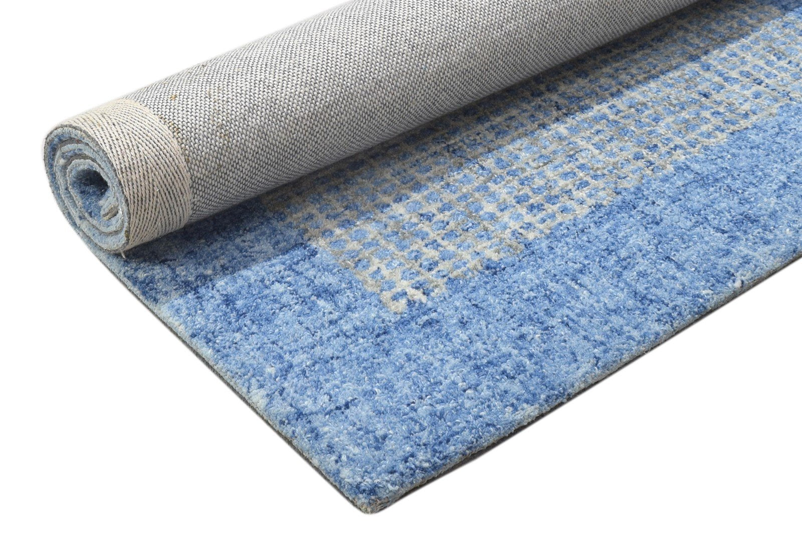 2' X 3' Rug Wool Blue Modern Hand Tufted Scandinavian Bordered Small Carpet 7864135745685