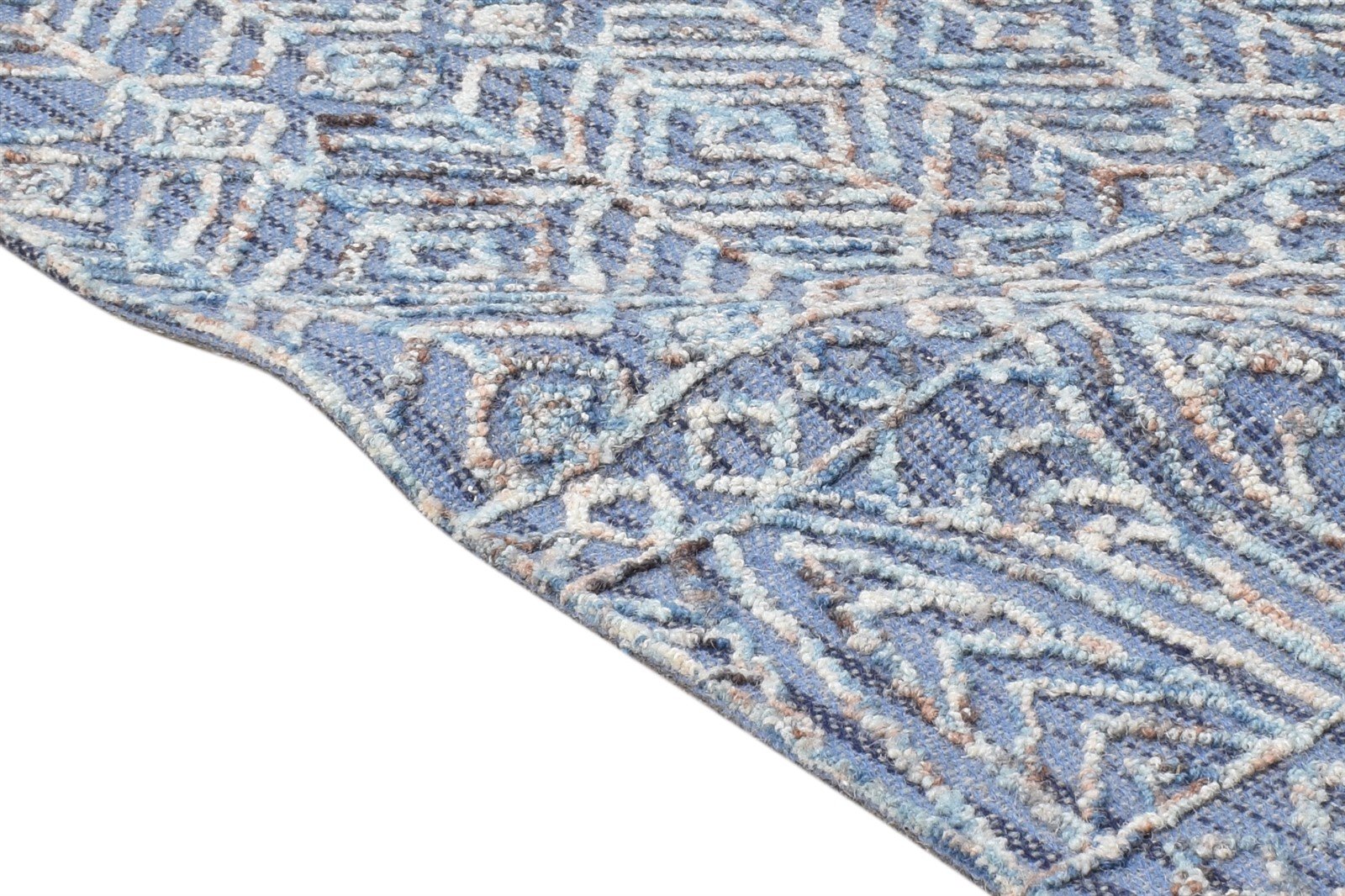 2' X 3' Rug Wool Blue Modern Hand Tufted Scandinavian Nordic Small Carpet 7865180225685