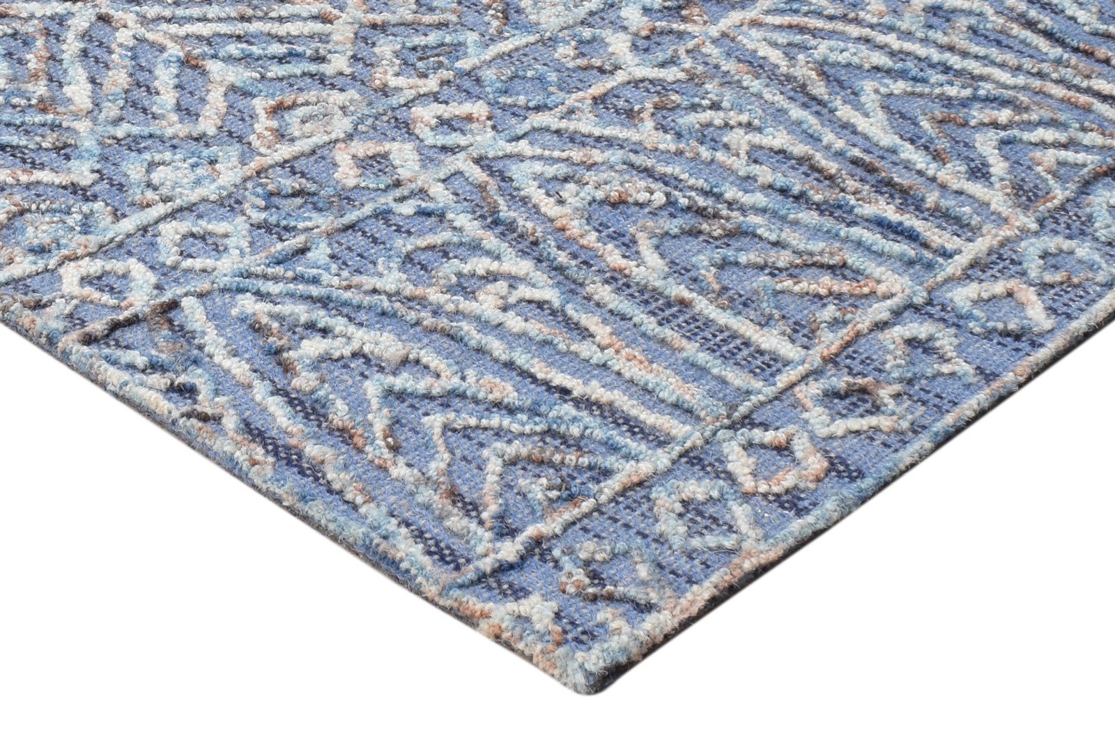 2' X 3' Rug Wool Blue Modern Hand Tufted Scandinavian Nordic Small Carpet 7865180225685
