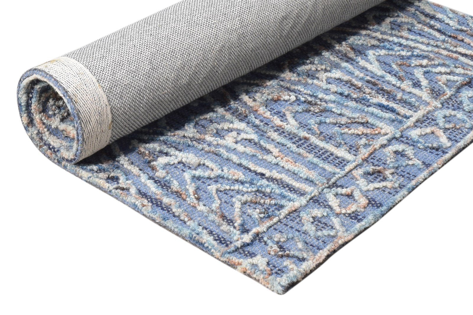 2' X 3' Rug Wool Blue Modern Hand Tufted Scandinavian Nordic Small Carpet 7865180225685