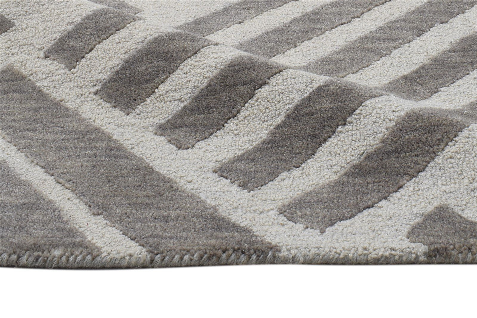 2' X 3' Rug Wool Brown Modern Hand Tufted Scandinavian Geometric Small Carpet 7864138662037