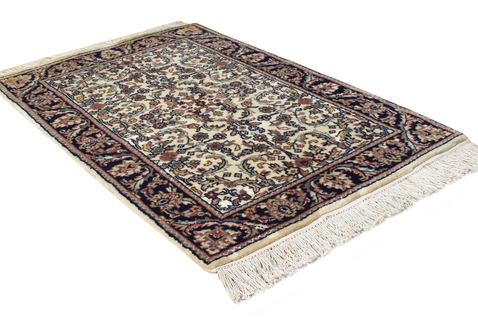 2' X 3' Rug Wool Cream Persian Hand Knotted Kashan Oriental Small Carpet 7864677662869