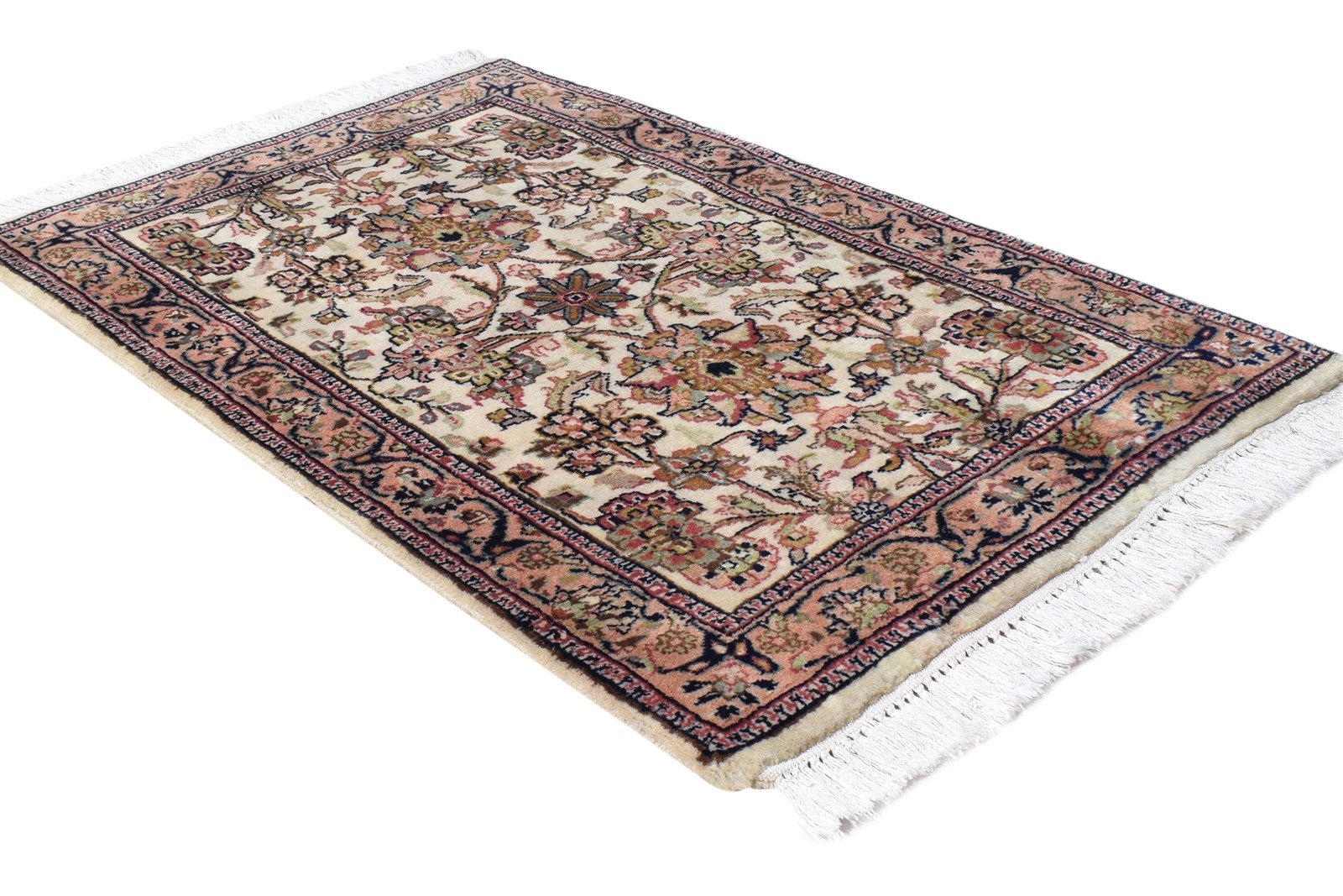 2' X 3' Rug Wool Cream Persian Hand Knotted Kashan Oriental Small Carpet 7864645681301