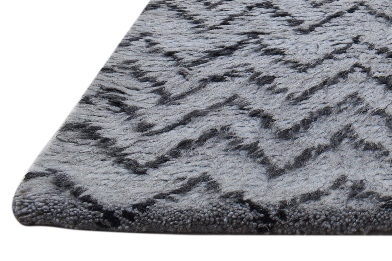 2' X 3' Rug Wool Grey Modern Hand Knotted French Chevron Small Carpet 7860703559829