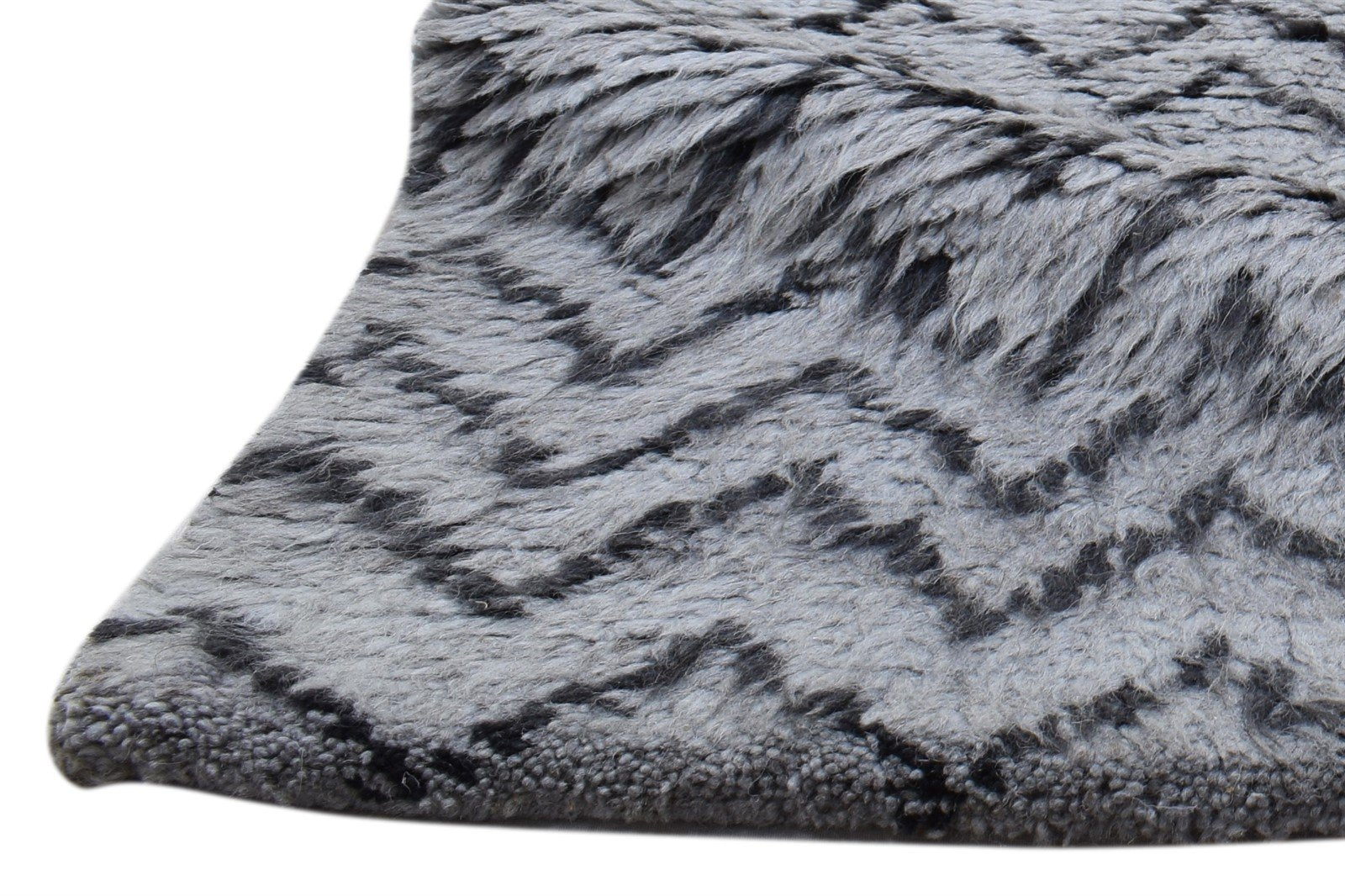 2' X 3' Rug Wool Grey Modern Hand Knotted French Chevron Small Carpet 7860703559829