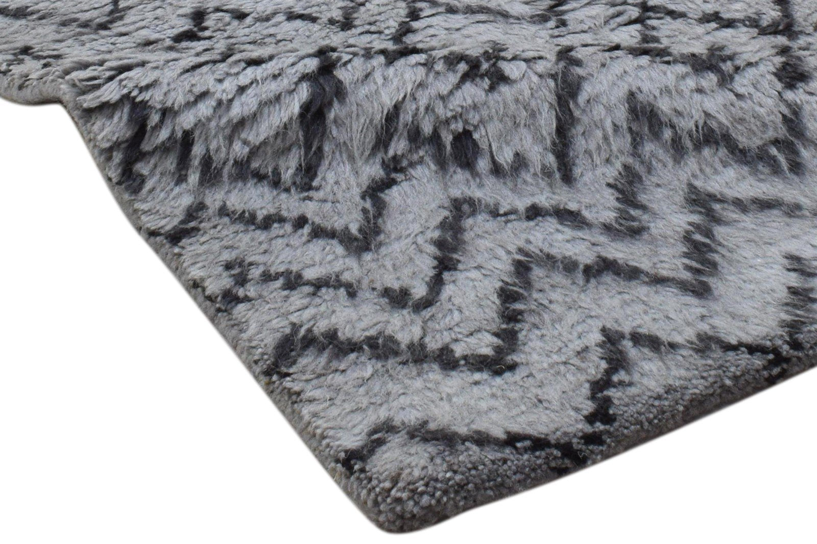 2' X 3' Rug Wool Grey Modern Hand Knotted French Chevron Small Carpet 7860703559829