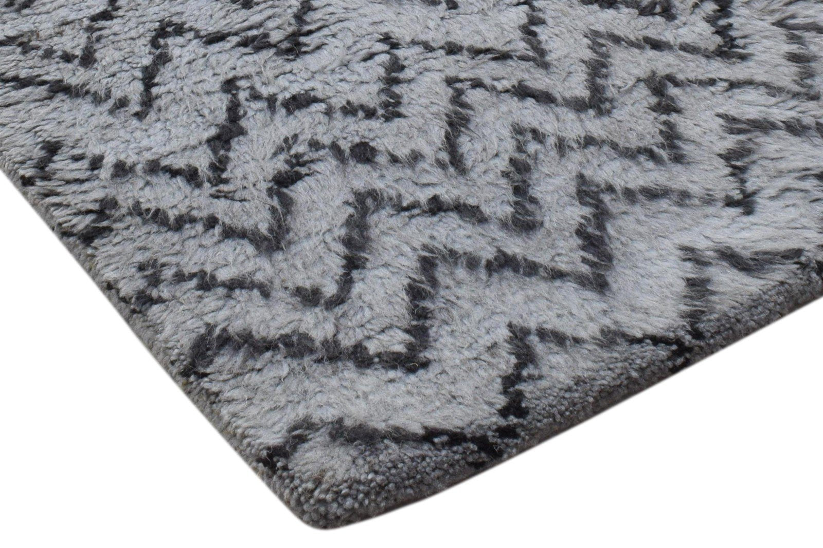 2' X 3' Rug Wool Grey Modern Hand Knotted French Chevron Small Carpet 7860703559829