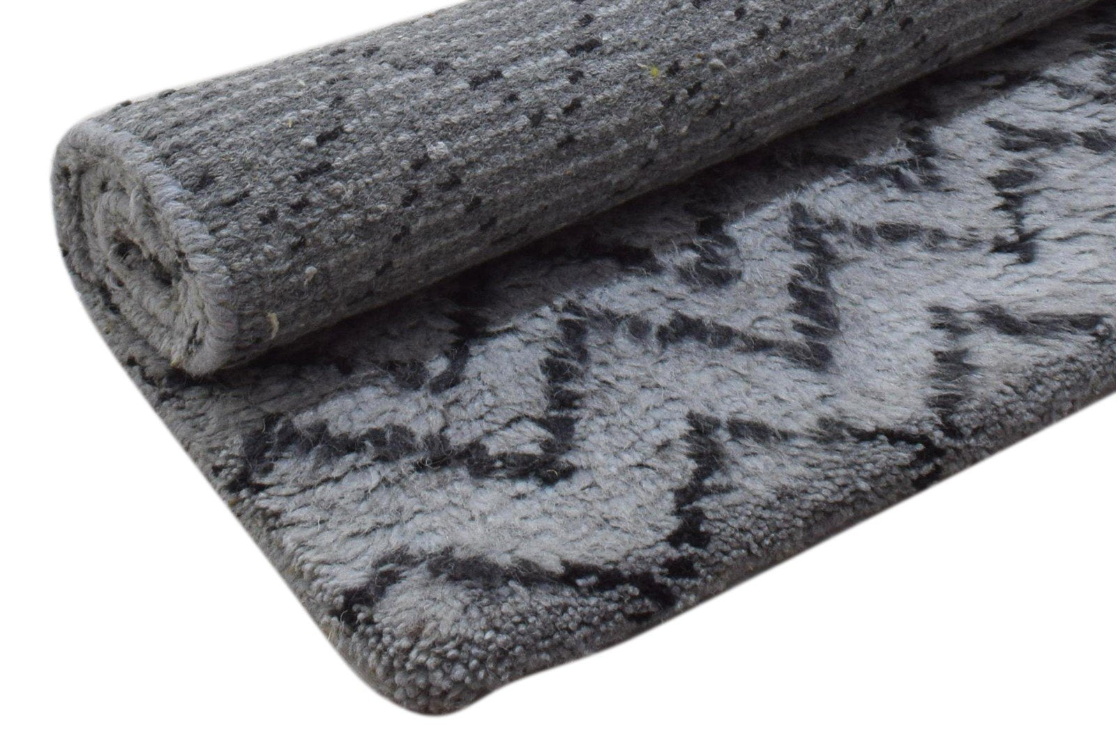 2' X 3' Rug Wool Grey Modern Hand Knotted French Chevron Small Carpet 7860703559829