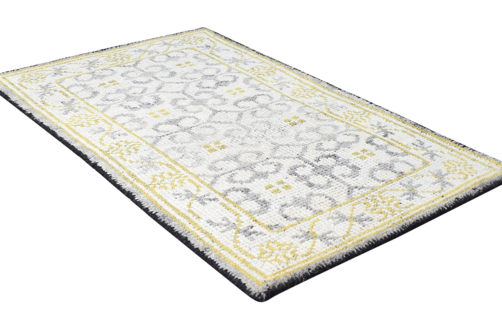 2' X 3' Rug Wool Grey Modern Hand Knotted Scandinavian Nordic Small Carpet 7865123012757