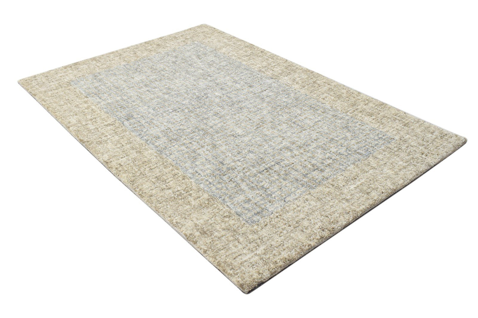 2' X 3' Rug Wool Grey Modern Hand Tufted Scandinavian Bordered Small Carpet 7864137121941