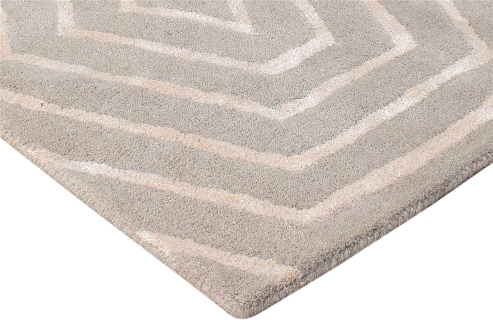 2' X 3' Rug Wool Grey Modern Hand Tufted Scandinavian Geometric Small Carpet 7865072386197
