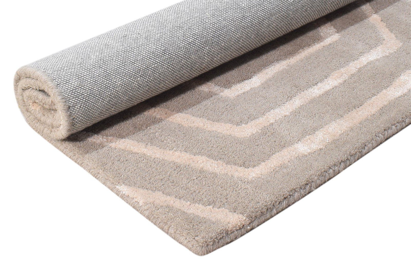2' X 3' Rug Wool Grey Modern Hand Tufted Scandinavian Geometric Small Carpet 7865072386197