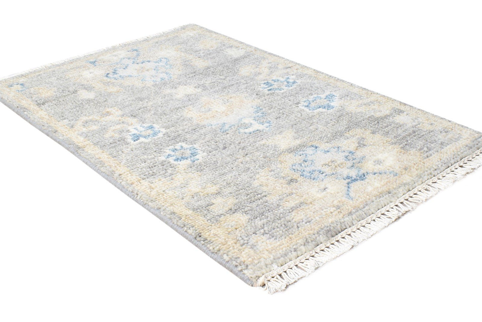 2' X 3' Rug Wool Grey Persian Hand Knotted Oushak Oriental Small Carpet 7865015402645