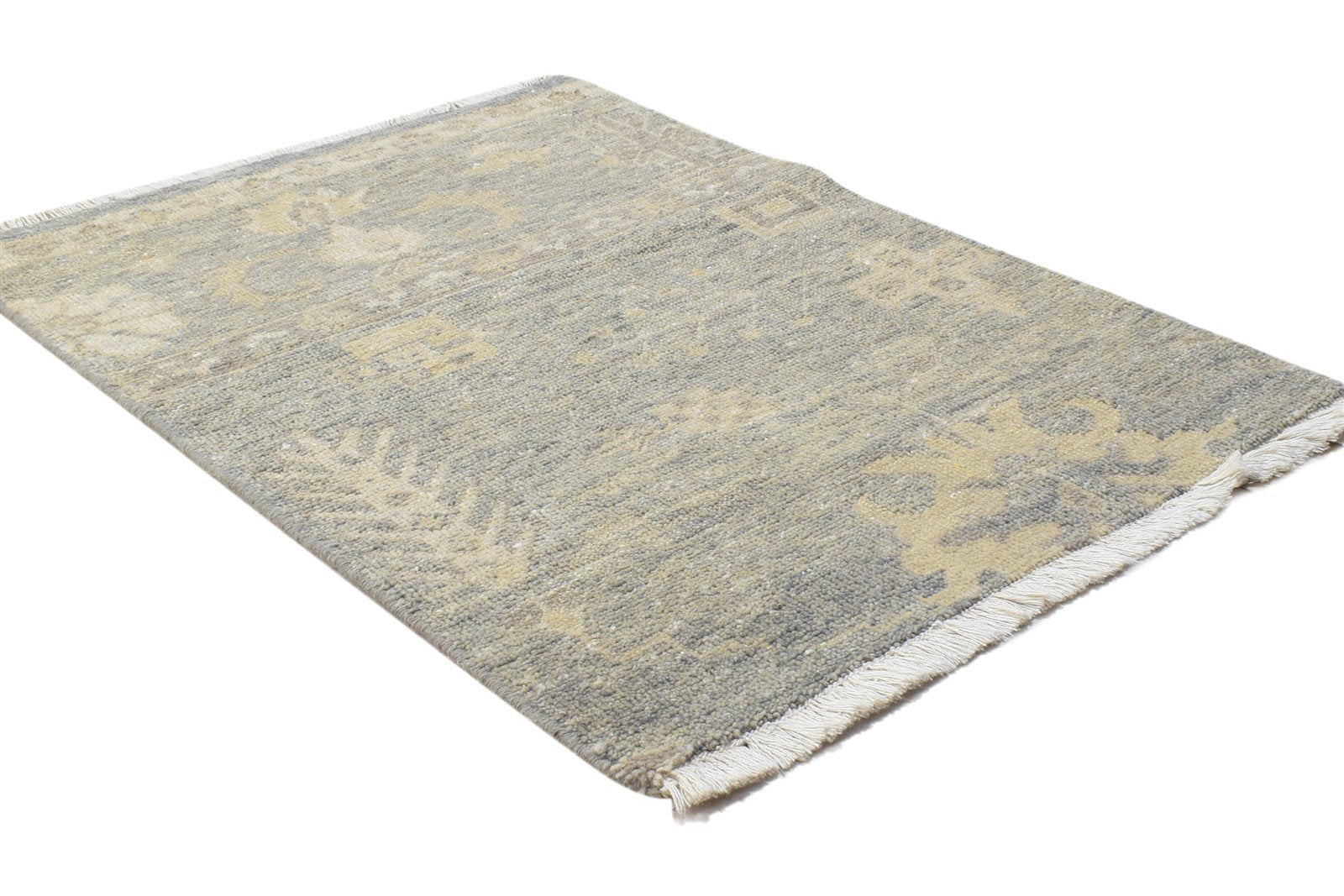 2' X 3' Rug Wool Grey Persian Hand Knotted Oushak Oriental Small Carpet 7864343363733