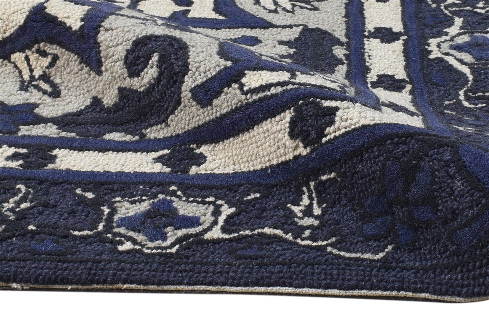 2' X 3' Rug Wool Grey Persian Hand Tufted Heriz-Indian Oriental Small Carpet 7865179832469