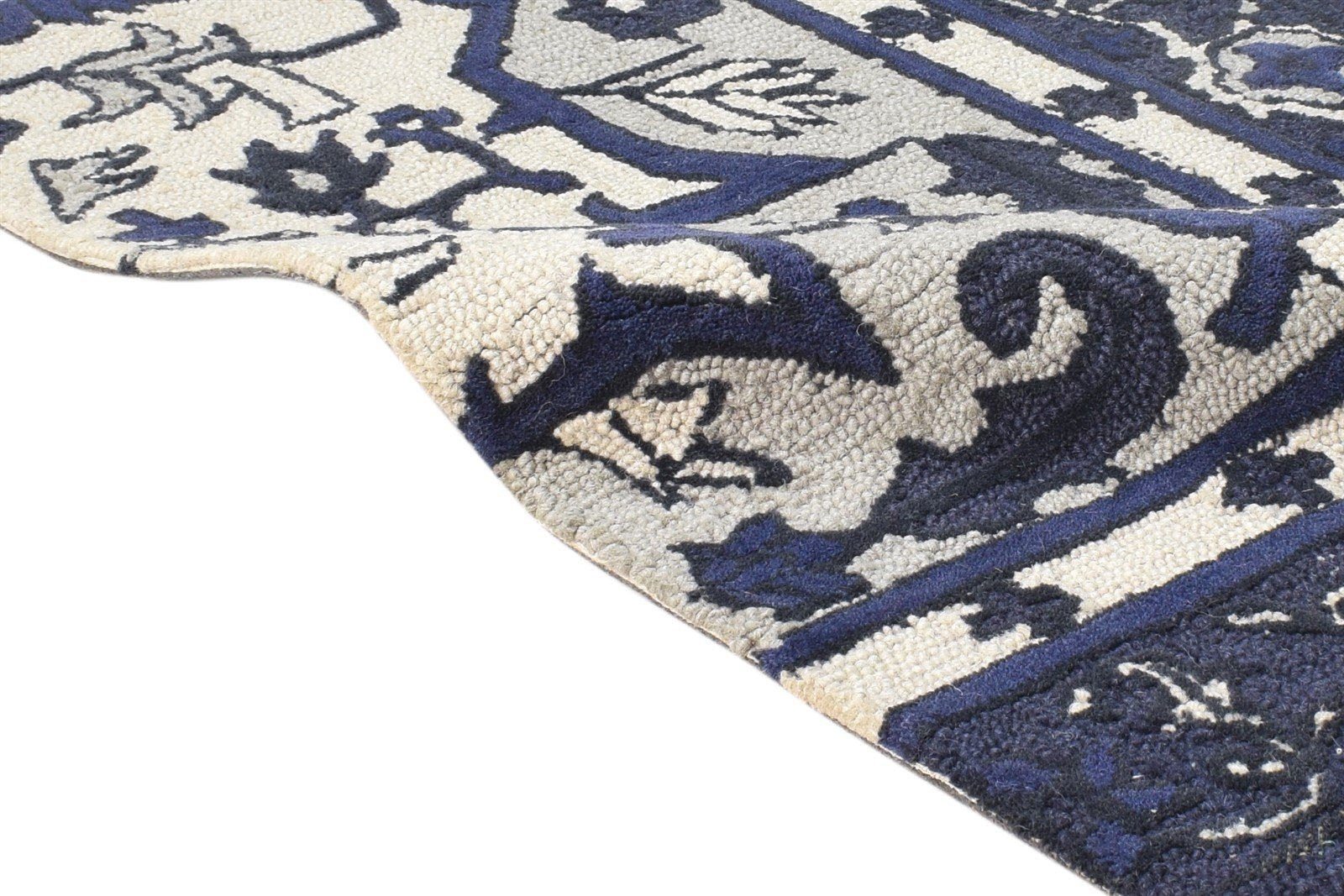 2' X 3' Rug Wool Grey Persian Hand Tufted Heriz-Indian Oriental Small Carpet 7865179832469